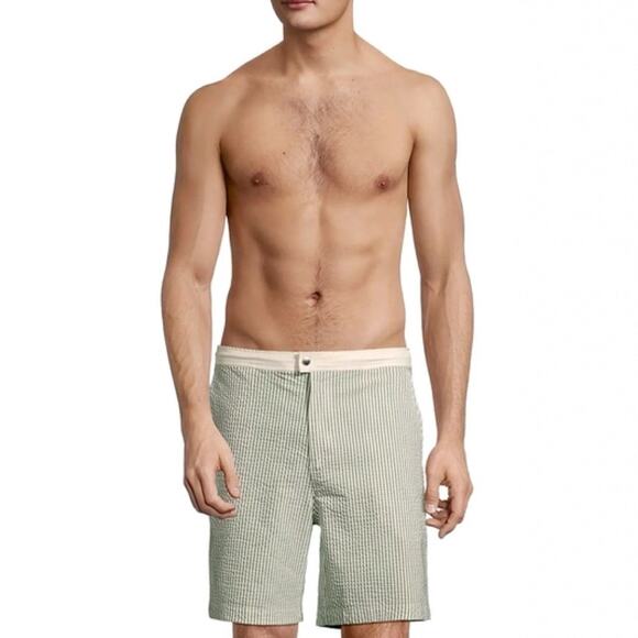 SOLID AND STRIPED The Boardshort Seersucker Striped Swim Shorts - Picture 1 of 2